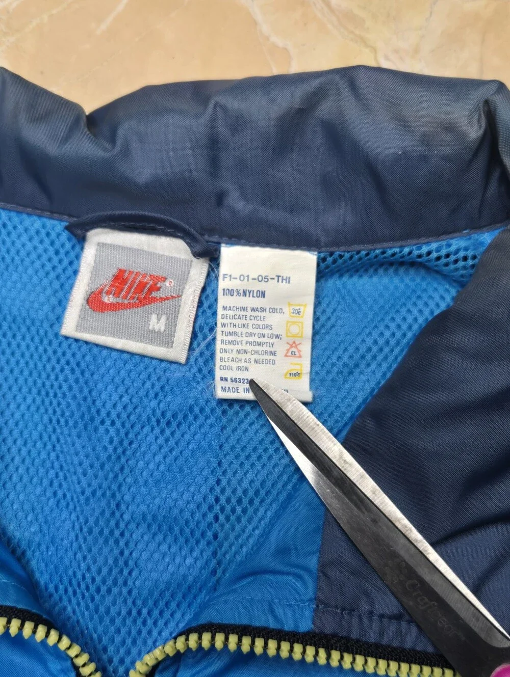 Vintahe Nike Blue Windbreaker with Lime Accents